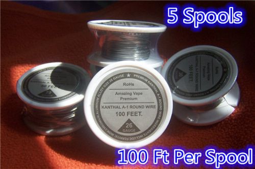 5 Spools x 100 feet Kanthal A1 Round Wire 26AWG,(0.40mm),26Gauge Resistance !