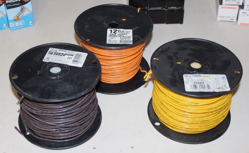 12 awg thhn solid, copper building wire 500&#039; new full roll orange for sale
