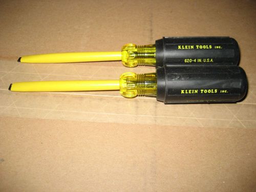 2 new klein screwdrivers coated flat tip 620-4 for sale