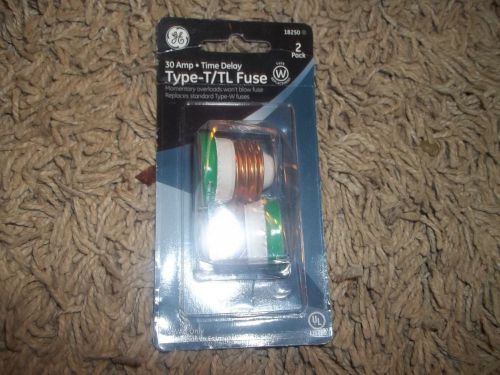 New!! two-pack ge 30 amp time delay t/tl fuse screw-in replaces type w 18250 for sale