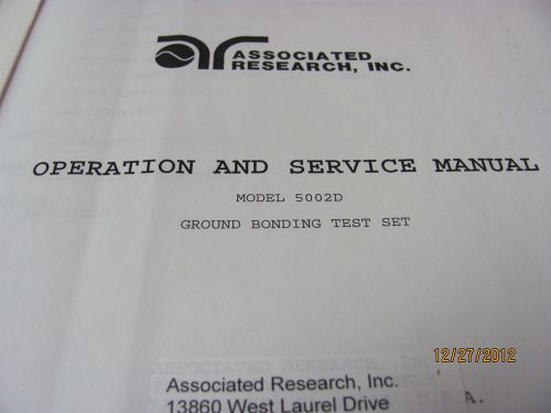 ASSOCIATED RESEARCH MODEL 5002D Operation &amp; Service Manual
