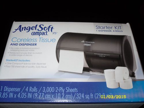 (1) Angel Soft Compact Core-less Tissue &amp; Dispenser with/4 rolls toilet tissue