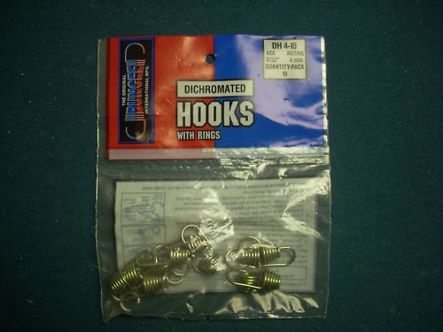 5/32&#034; dichromated hooks with rings 1 pk of 10