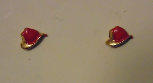 Fire Helmet enamel earrings, new, 3/4&#034; tall x 1/2&#034; wide