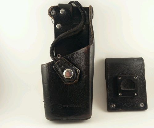 Leather Motorola Saber Radio Holder with D swivel and belt clip