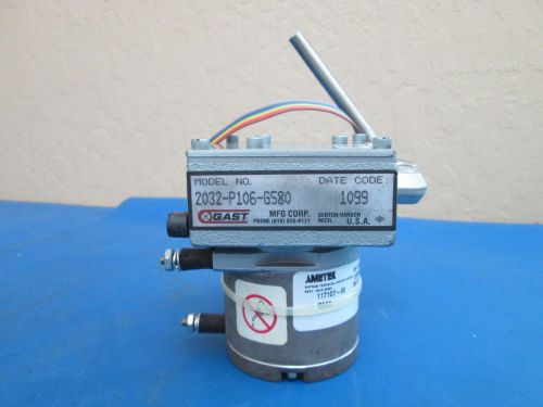 GAST Rotary Vane Vacuum Pump/Compressor 2032-P106-G580 w/Ametek Motor 117107-00