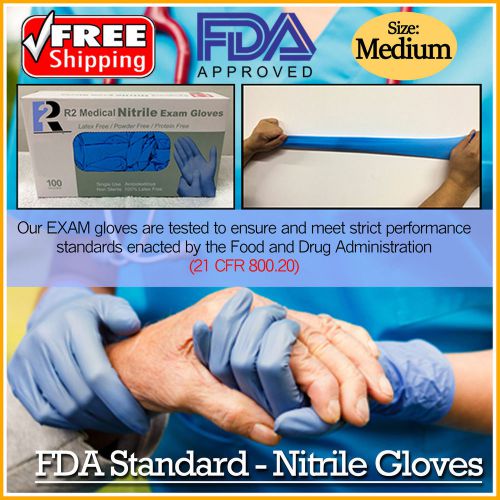 1000 pc Medium Gloves Exam Nitrile Non Powdered Blue (Non Latex) Medical Dental