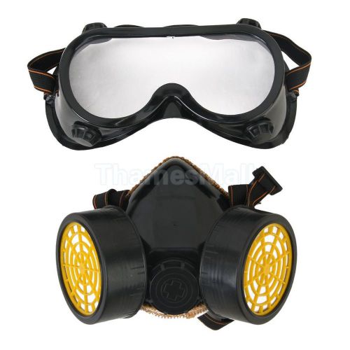 Spray paint twin cartridge respirator mask+glasses goggles industrial safety for sale