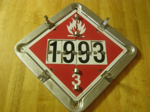 Metal Placard Flip Frame Safety Sign, Flammable,4 Digit UN ID #, 13.5&#034; x 13.5&#034;
