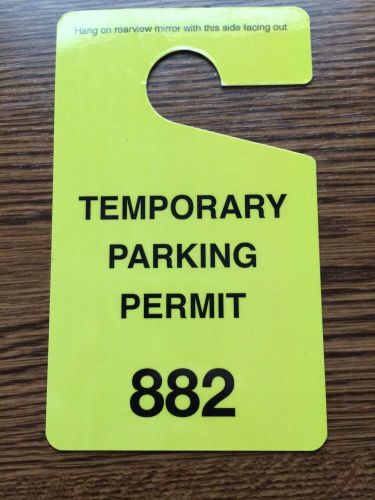 Parking Permit, Temporary, Yellow, #882