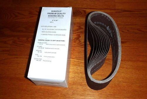 Sungold ~ 4&#034; x 24&#034; ~ 120 grit ~ 10 belts ~ premium waterproof sanding belts new for sale