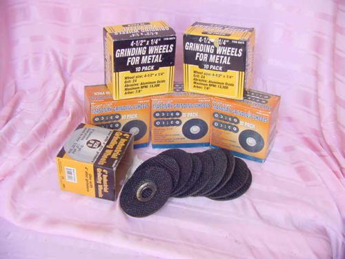 Grinding wheels metal centers 48 pcs. 4 1/2 in. x 1/4 in. &amp; 8 pcs. 4 in. x 5/32 for sale