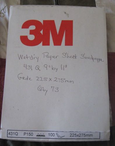 3M Wetordry Paper Sheet Sandpaper 431Q  9&#034; x 11&#034; Grade 225mm x 275mm  Qt.73 NEW