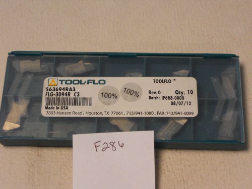 10 NEW TOOL FLO FLG-3094 R CARBIDE INSERTS.  GRADE: C3. MADE  IN USA {F286}