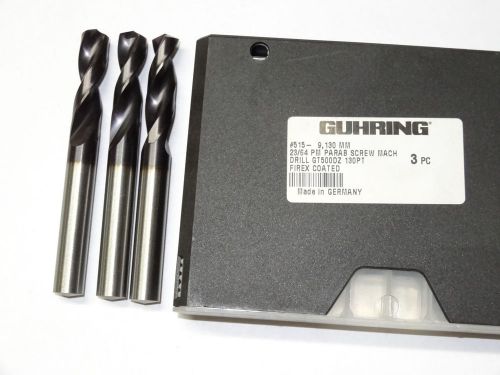 3 GUHRING 23/64&#034; 9,130mm Parabolic Flute Screw Machine 130PT FIREX Cobalt Drills