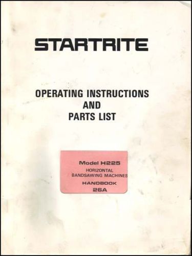 Startrite Model H225 Horizontal Bandsaw Manual