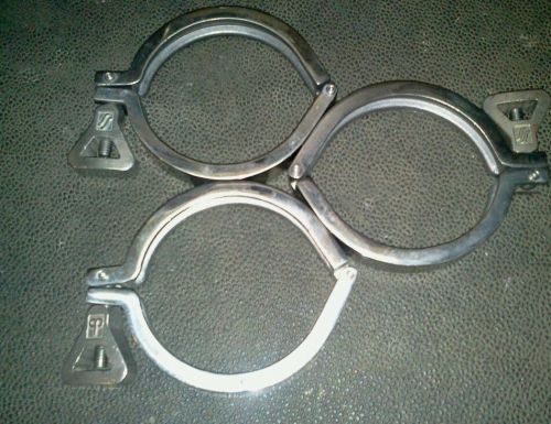 Waukesha cherry-burrell sanitary stainless steel 3.5&#034; tri-clamps   3pc lot for sale