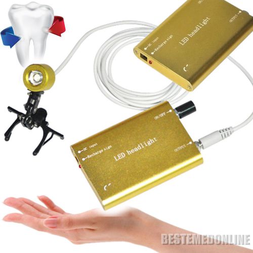 NEW GOLDEN +2x batteries Portable Head Light Lamp with clips for Dental Loupes