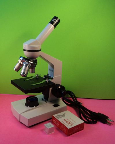 NEW! ADVANCED STUDENT MICROSCOPE + 50 BLANK SLIDES + 100 PC COVER