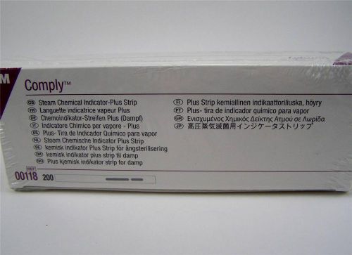 (Box of 200) 3M Comply Steam Chemical Indicator Plus Strips 00118 FREE SHIPPING