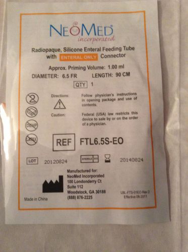 NG Tube Neomed Silicone Enteral Feedings Tube  6.5 FR Length: 90 cm Sterile