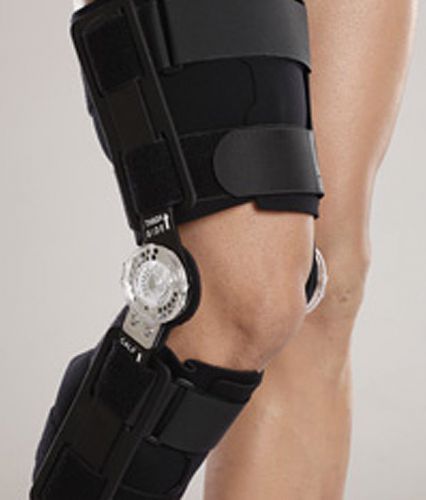 Rom knee brace support hinged splint sport injury neoprene wrap around new brand for sale