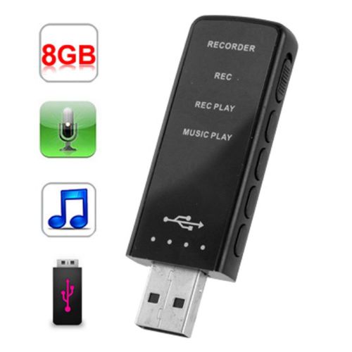 8GB USB STICK SPY DIKTIERGERAT VOICE REKORDER SPRACHAUFNAMHE MP3 PLAYER WMA REC