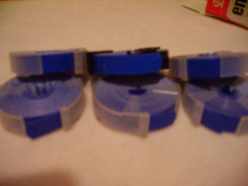 Lot of 6 dennison blue 3/8&#034; x 144&#034; embossing label tapes fit most brands for sale