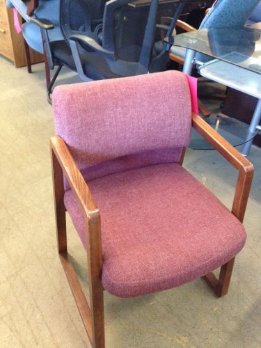 **SLED BASE GUEST/SIDE CHAIR by HON OFFICE FURNITURE w/ WALNUT WOOD ARMS &amp; BASE*