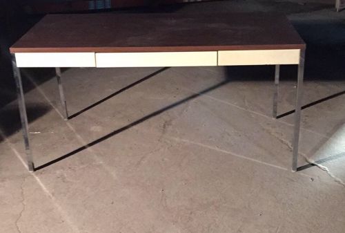 Metal Table with Laminate Wood Top