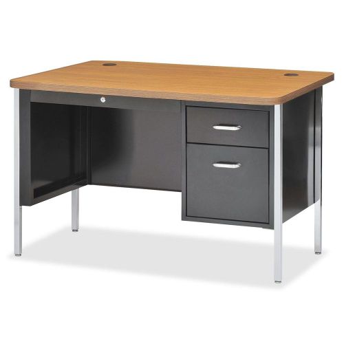 Lorell llr41295 fortress single ped bk/oak teacher&#039;s desk for sale
