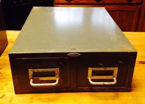 VTG Cole  Steel Card Catalog Industrial Two 2 Drawer Gray Metal File Box Index