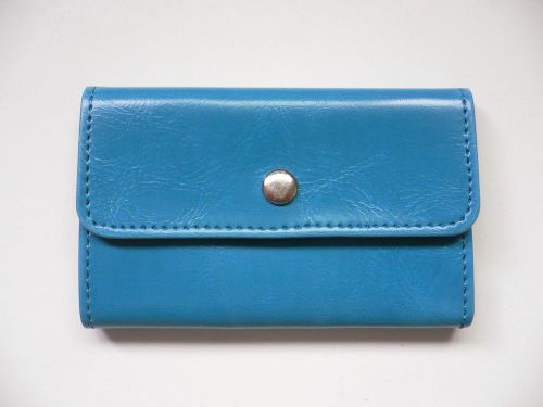 Teal Leather-Like Business/Credit Card Case Holder w/Snap Button Closure BN