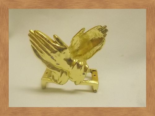 vintage gold tone praying hands business card holder mail letters note holders