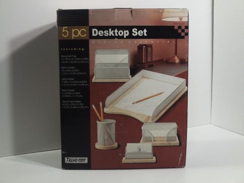 Trend Setter 5 Piece Wooden/Mesh Desktop Set - Office Essentials