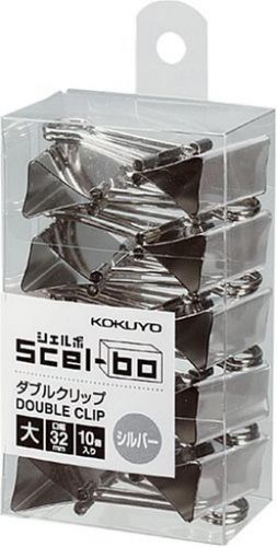 Kokuyo double clip Scel-Bo large silver PET individual box type 10 pieces A0070