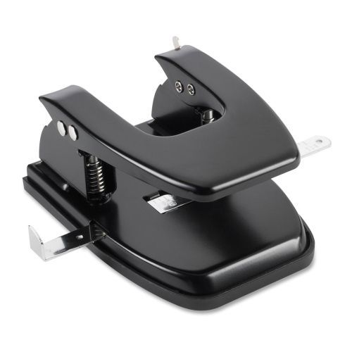 Business Source Heavy-duty Hole Punch - 2 Head(s) -1/4&#034;- Round-Black - BSN65626
