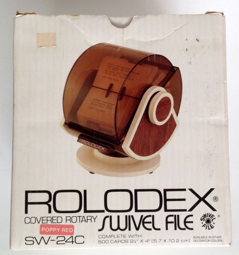 Vintage Rolodex Covered Rotary Swivel File SW-24C 500 Cards Red &amp; Black NEW NIB