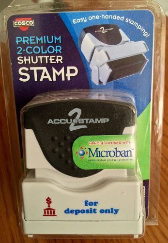 ACCUSTAMP2 Shutter Stamp w/Microban, Red/Blue, FOR DEPOSIT ONLY, 1 5/8 x 1/2