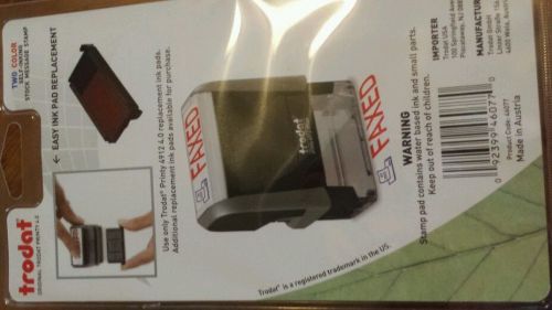 TRODAT PRINTY 4912 TWO COLOR SELF INKING STAMP ECO FRIENDLY OFFICE &#034; FAXED&#034;