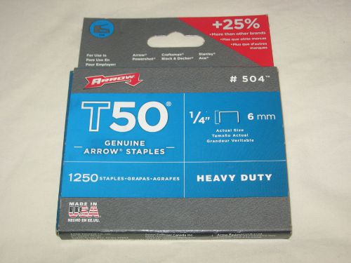 T50 #504 Heavy Duty Genuine Staples For Stapler About 1100 Arrow 1/4&#034; 6mm
