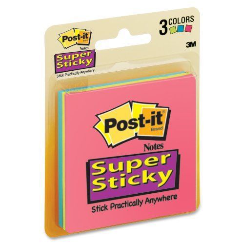 Post-it 3x3 Super Sticky Jewel Pop Coll. Notes - Self-adhesive - 3&#034; X (3321ssau)