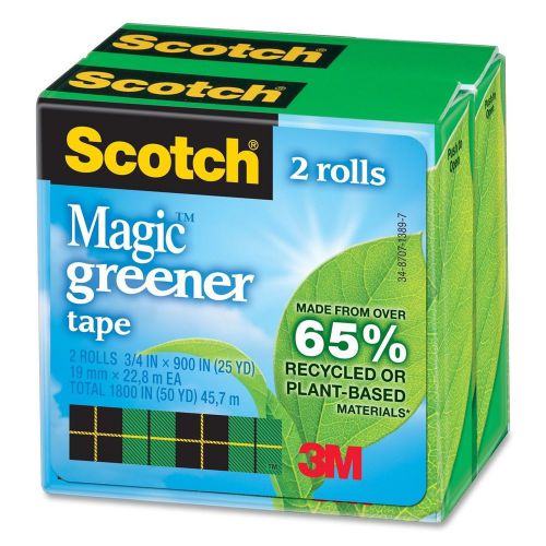 Scotch Magic Greener Tape 3/4 x 900 IN(25 YD), Boxed, 2 Rolls, Total 1800&#034; 50 YD