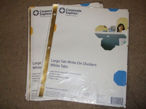 LOT of 2 Corporate Express Big Tab Write-On Dividers, 5-Tab Set CEB10117 NEW