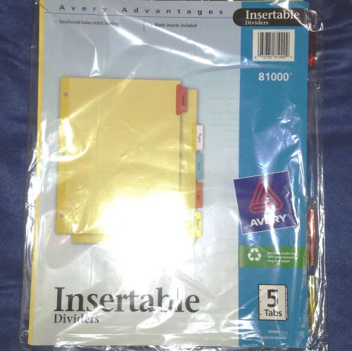 Lot of 5 Avery Insertable Dividers 5 Tabs #81000