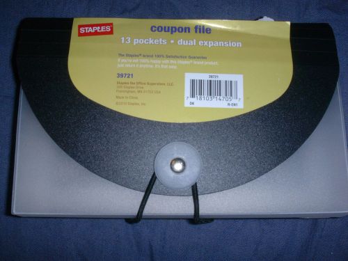 Coupon File 13 pockets dual expansion 39721 Staples folder plastic
