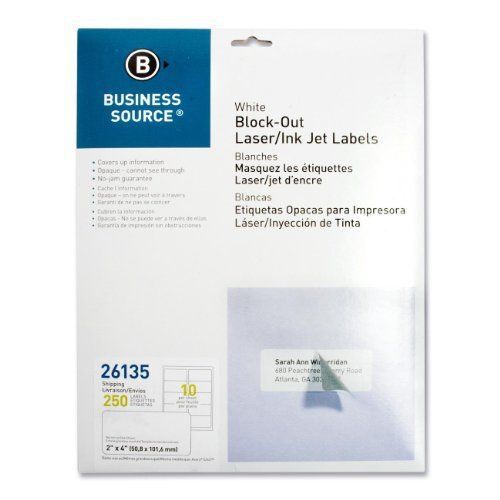 Business Source Block-out Shipping Laser/inkjet Label - 2&#034; Width X 4&#034; (bsn26135)