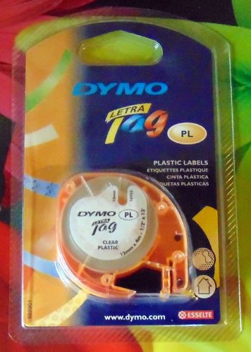 Dymo 16952 Label Tape Letra Tag PL 1/2&#034; x 13&#039; Clear Plastic Labels 922901