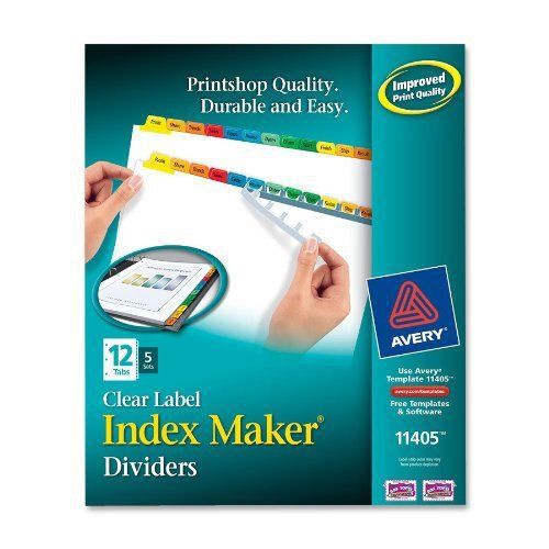 Avery Index Maker Punched Clear Label Tab Divider - Blank - 12 (ave11405)
