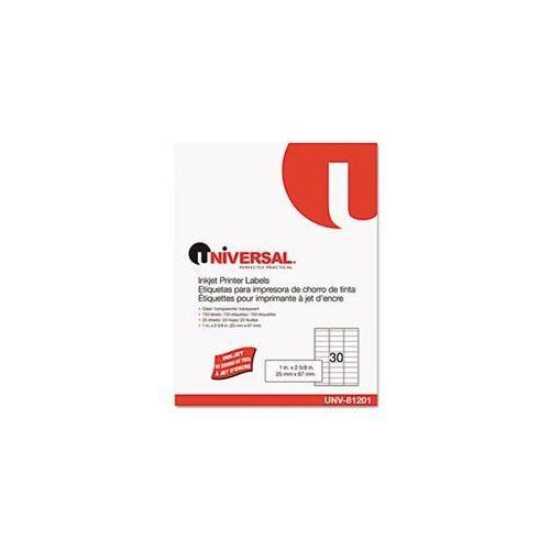 UNIVERSAL OFFICE PRODUCTS 81201 Inkjet Printer Labels, 1 X 2-5/8, Clear,